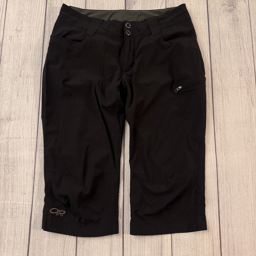 Outdoor Research Women's Black Hiking Capri Pants Size 2 Stretch Zip Pocket
